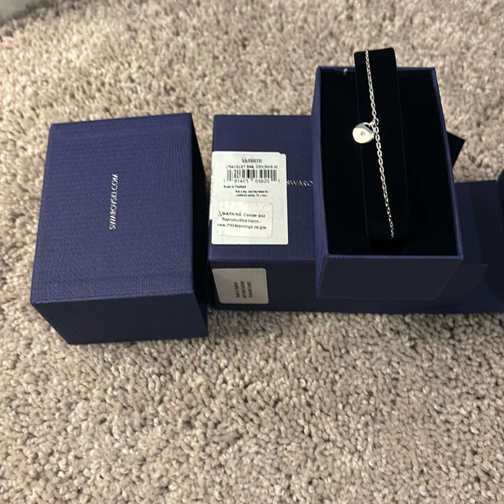 Silver-Tone Swarovski Elements  Crystal Adjustable Slider Bracelet - Picture 2 of 3